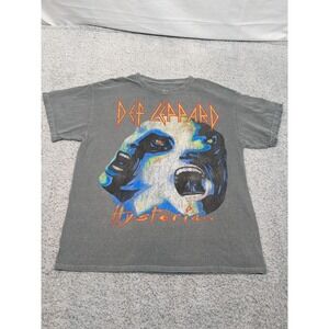 Def Leppard Hysteria Graphic T-Shirt Adult‎ Large Gray Distressed Band Rock Tour